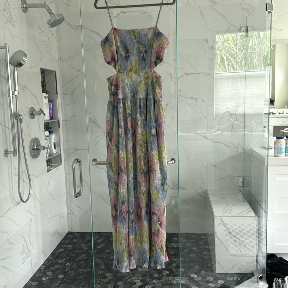 Floral cut out evening gown